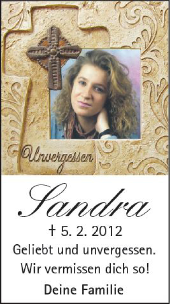 Traueranzeige von Sandra  von VRM Trauer
