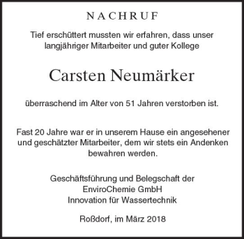 Traueranzeige von Carsten Neumärker von Trauerportal Rhein Main Presse