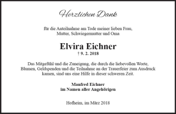 Traueranzeige von Elvira Eichner von Trauerportal Rhein Main Presse