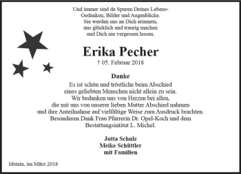 Traueranzeige von Erika Pecher von Trauerportal Rhein Main Presse