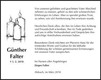 Traueranzeige von Günther Falter von Trauerportal Rhein Main Presse