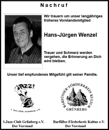 Traueranzeige von Hans-Jürgen Wenzel von  Gießener Anzeiger