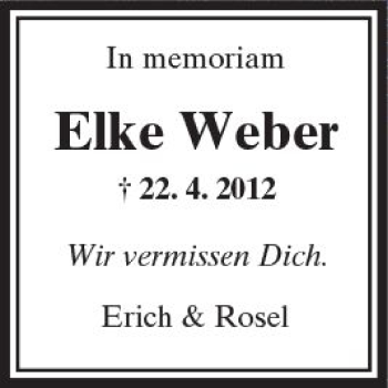 Traueranzeige von Elke Weber von  Kreisanzeiger
