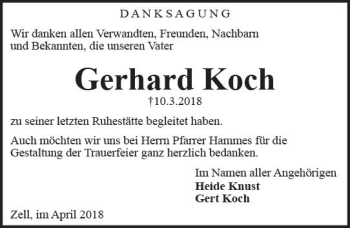 Traueranzeige von Gerhard Koch von Trauerportal Rhein Main Presse