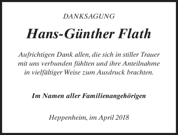 Traueranzeige von Hans-Günther Flath von Trauerportal Rhein Main Presse