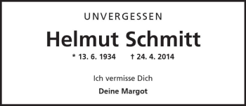 Traueranzeige von Helmut Schmitt von Trauerportal Rhein Main Presse