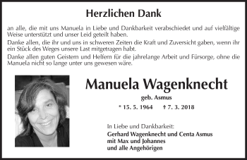 Traueranzeige von Manuela Wagenknecht von Trauerportal Rhein Main Presse
