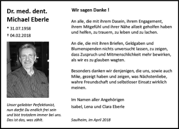 Traueranzeige von Michael Eberle von Trauerportal Rhein Main Presse