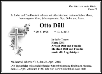 Traueranzeige von Otto Döll von VRM Trauer
