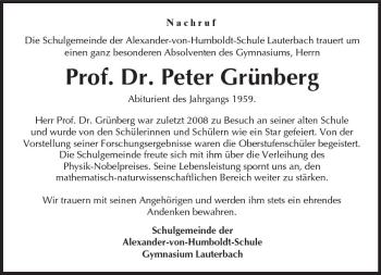 Traueranzeige von Peter Grünberg von VRM Trauer