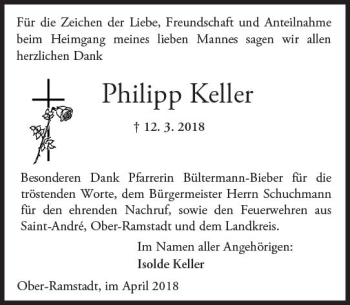 Traueranzeige von Philipp Keller von Trauerportal Rhein Main Presse