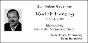 Traueranzeige von Rudolf Herzog von Trauerportal Rhein Main Presse