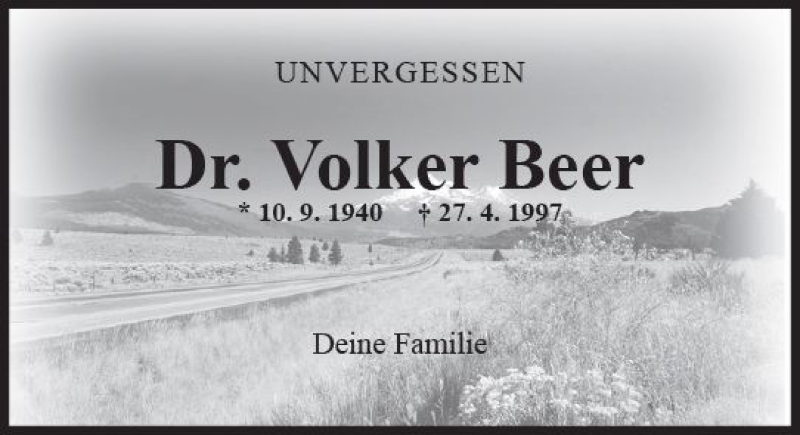  Traueranzeige für Volker Beer vom 27.04.2018 aus Trauerportal Rhein Main Presse