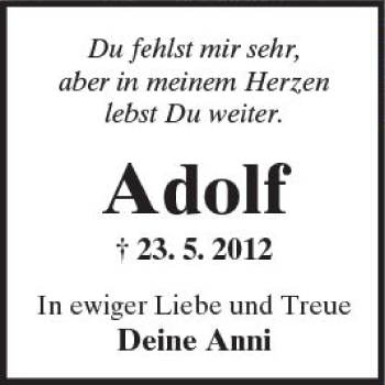 Traueranzeige von Adolf  von  Kreisanzeiger