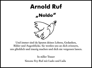 Traueranzeige von Arnold Ruf von Trauerportal Rhein Main Presse