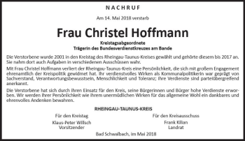 Traueranzeige von Christel Hoffmann von Trauerportal Rhein Main Presse