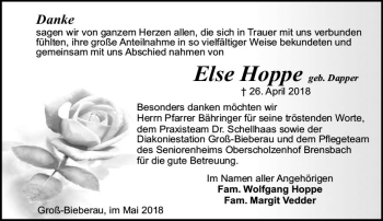 Traueranzeige von Else Hoppe von Trauerportal Rhein Main Presse