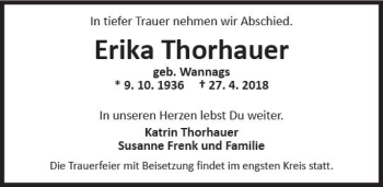 Traueranzeige von Erika Thorhauer von Trauerportal Rhein Main Presse
