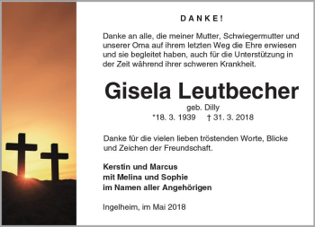 Traueranzeige von Gisela Leutbecher von Trauerportal Rhein Main Presse