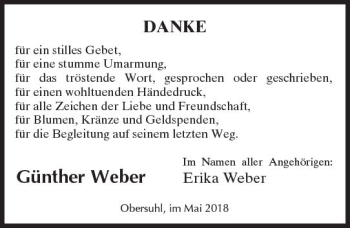 Traueranzeige von Günther Weber von  Kreisanzeiger