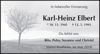 Traueranzeige von Karl-Heinz Elbert von Trauerportal Rhein Main Presse