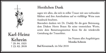 Traueranzeige von Karl-Heinz Kehrein von Trauerportal Rhein Main Presse