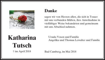 Traueranzeige von Katharina Tutsch von  Camberger Anzeiger