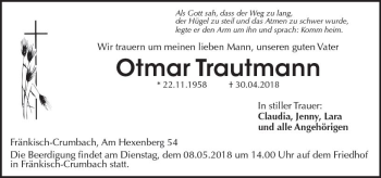 Traueranzeige von Otmar Trautmann von Trauerportal Rhein Main Presse