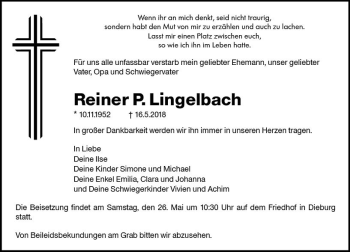 Traueranzeige von Reiner  Lingelbach von Trauerportal Rhein Main Presse