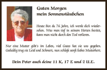 Traueranzeige von Sonnenstäubchen  von Trauerportal Rhein Main Presse