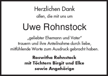 Traueranzeige von Uwe Rohnstock von  Camberger Anzeiger