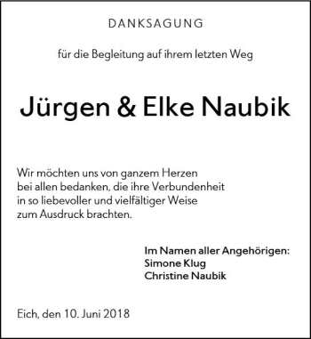 Traueranzeige von Elke Naubik von Trauerportal Rhein Main Presse