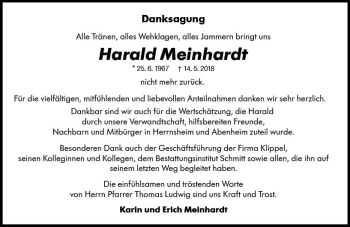 Traueranzeige von Harald  Meinhardt von Trauerportal Rhein Main Presse