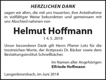 Traueranzeige von Helmut Hoffmann von Trauerportal Rhein Main Presse