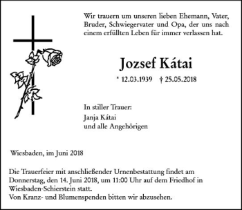 Traueranzeige von Jozsef Kátai von Trauerportal Rhein Main Presse