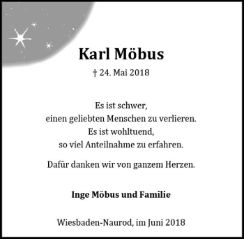 Traueranzeige von Karl Möbus von Trauerportal Rhein Main Presse
