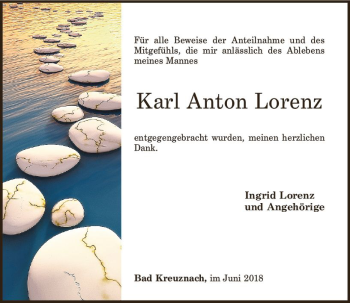 Traueranzeige von Karl Anton Lorenz von Trauerportal Rhein Main Presse