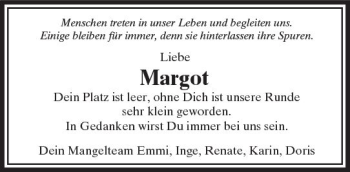 Traueranzeige von Margot  von  Camberger Anzeiger