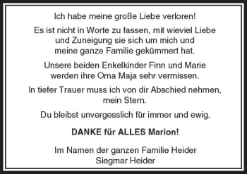 Traueranzeige von Marion  von  Usinger Anzeiger