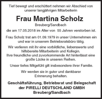 Traueranzeige von Martina Scholz von Trauerportal Rhein Main Presse
