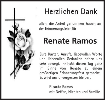 Traueranzeige von Renate Ramos von  Gießener Anzeiger