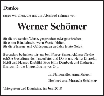 Traueranzeige von Werner Schömer von Trauerportal Rhein Main Presse