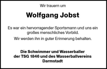 Traueranzeige von Wolfgang Jobst von Trauerportal Rhein Main Presse