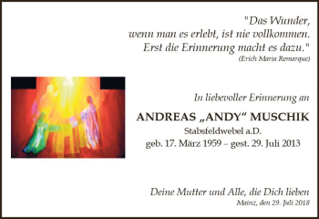 Traueranzeige von Andreas Muschik von vrm-trauer