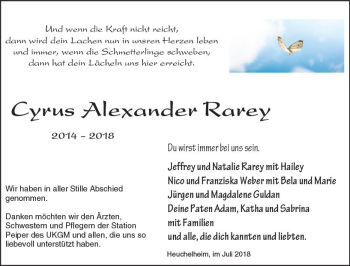 Traueranzeige von Cyrus Alexander Rarey von  Gießener Anzeiger
