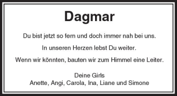 Traueranzeige von Dagmar  von  Camberger Anzeiger