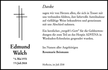 Traueranzeige von Edmund Walch von vrm-trauer