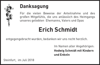 Traueranzeige von Erich Schmidt von VRM Trauer