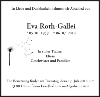 Traueranzeige von Eva Roth-Gallei von vrm-trauer