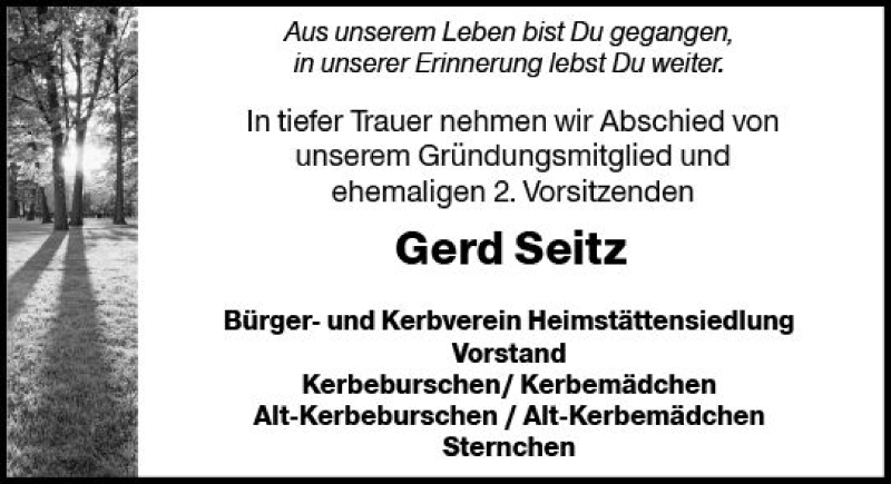  Traueranzeige für Gerd Seitz vom 21.07.2018 aus vrm-trauer